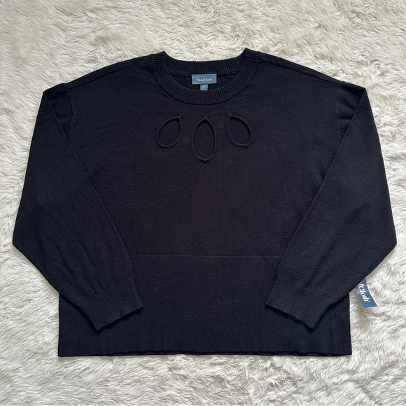 ModCloth Top Slice Of Life Sweater Cutouts Knit Long Sleeve Black Sz 2X NWT New - Picture 2 of 12